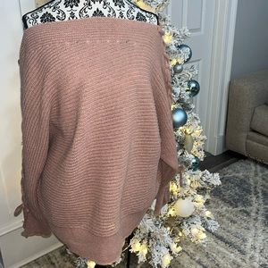 SHEIN Curve Dusty Pink Off the Shoulder Lace Up Sleeves 💗✨